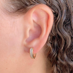 ARGOLA CLICK FORMATO V COM 2 FILEIRA CRAVEJADA 14MM