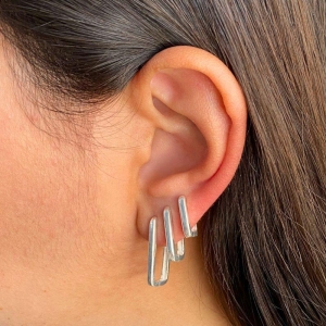 ARGOLA P925 TRIO RETANGULAR LISO 13MM 16MM 21MM