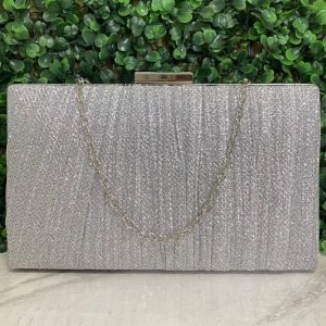 BOLSA CLUTCH QUADRADA TECIDO FRIZADO COM BRILHO