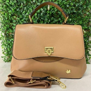 BOLSA MÉDIA DUAS CORES LISA ABOTUADOR DE METAL