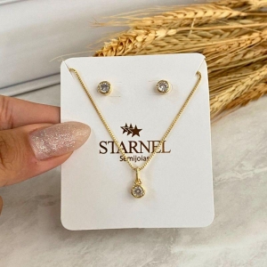 CONJUNTO PONTO DE LUZ REDONDO 5MM COM CONTRA ARGOLA