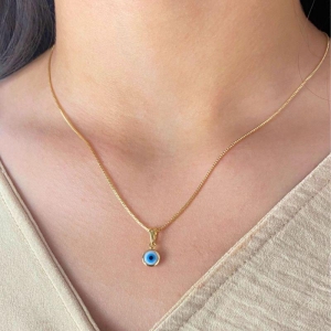 GARGANTILHA VENEZIANA + PINGENTE DE OLHO GREGO AZUL CLARO