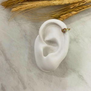 PIERCING FAKE COM CORAÇAO VAZADO CRAVEJADO COLORIDO