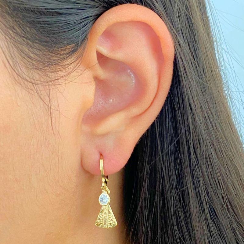 ARGOLA COM PINGENTE NOSSA SENHORA APARECIDA COM 1 ZIRC