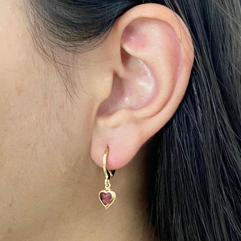 ARGOLA COM PINGENTE 1 CORAÇAO ROSA