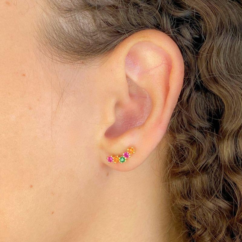 BRINCO EAR CUFF 5 ZIRCONIA COLORIDA