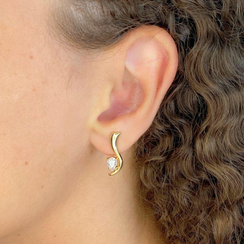 BRINCO ESTILO SAPATINHO COM 1 GOTA DE ZIRCONIA