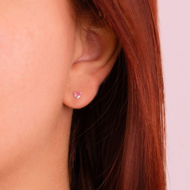 BRINCO PEQUENO P925 CORAÇÃO ZIRCONIA 4MM ROSA CLARO