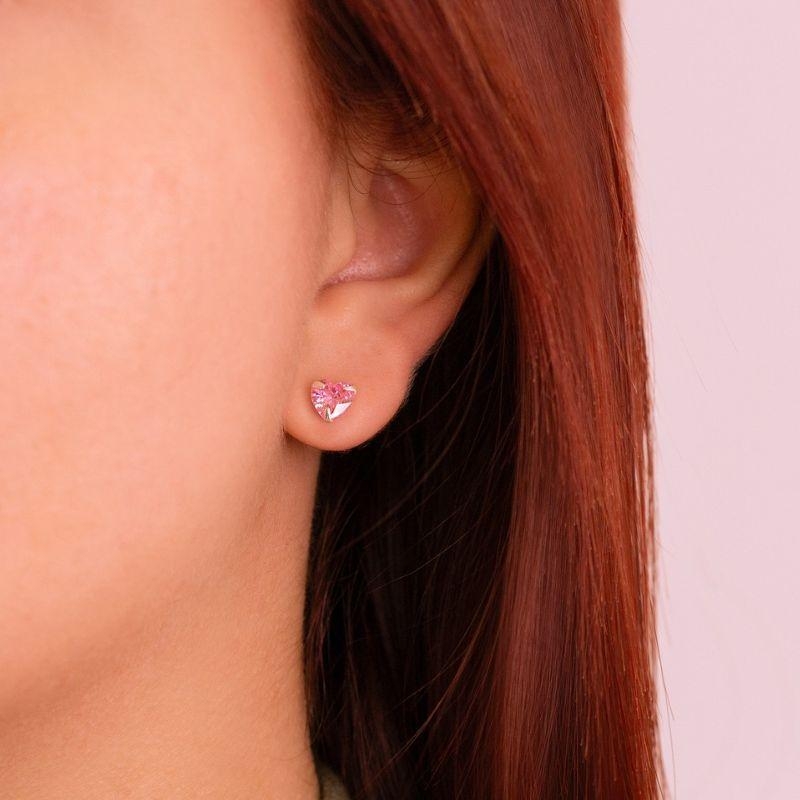 BRINCO PEQUENO P925 CORAÇÃO ZIRCONIA ROSA 6X6MM