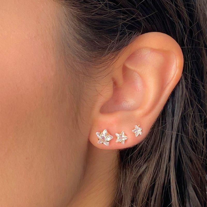 BRINCO TRIO ESTRELA ZIRCONIA 5MM 6MM 8MM