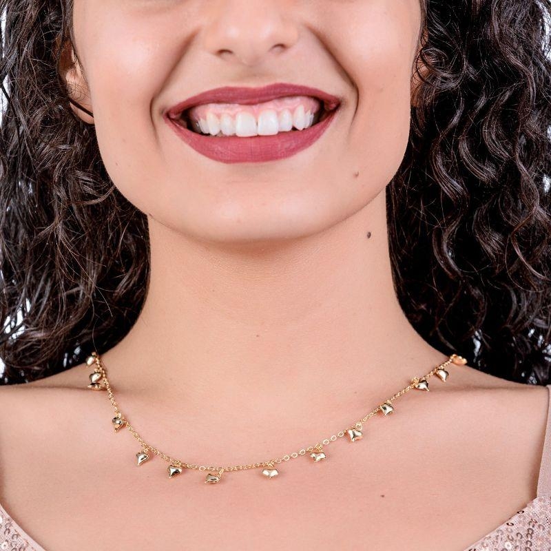 CHOKER COM ACESSORIO DE CORAÇAO EMBAOLADINHO LISO