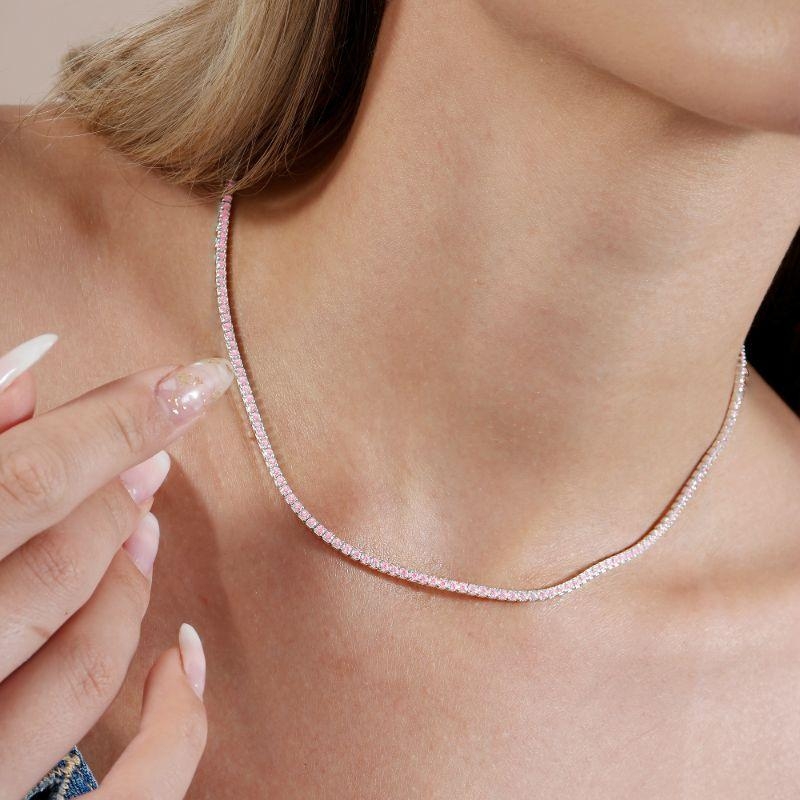 CHOKER P925 RIVIERA ZIRCÔNIA LIGHT ROSE 33CM + 10CM EXTENSOR