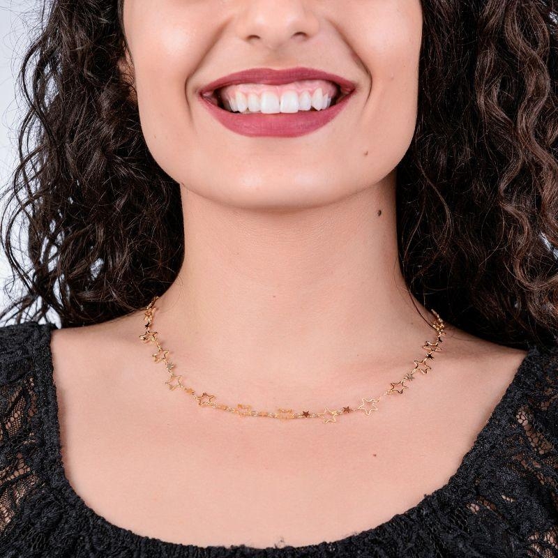CHOKER  TODA DE ESTRELA VAZADA E LISA