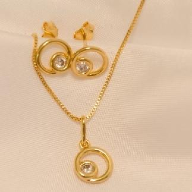 CONJUNTO ESPIRAL COM PONTINHO DE ZIRCONIA