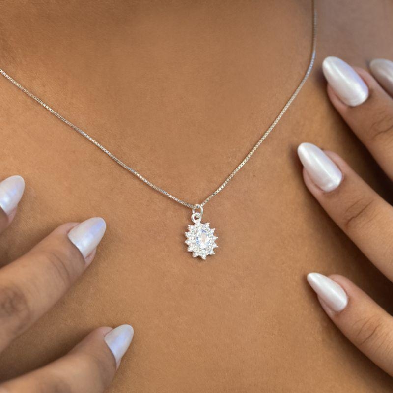 GARGANTILHA P925 VENEZIANA + PINGENTE ELEGANTE ZIRCÔNIA CRISTAL