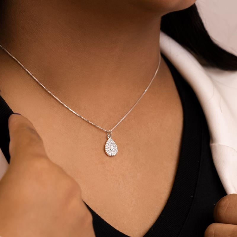 GARGANTILHA P925 VENEZIANA + PINGENTE GOTA ZIRCÔNIA CRISTAL
