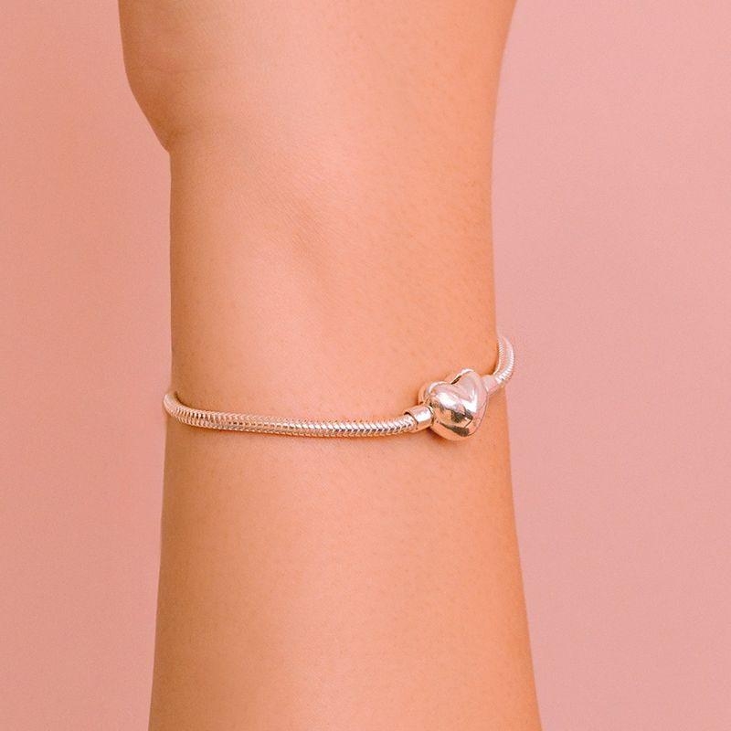 PULSEIRA P925 BRACELETE PARA BERLOQUE FECHO CORAÇAO LISO