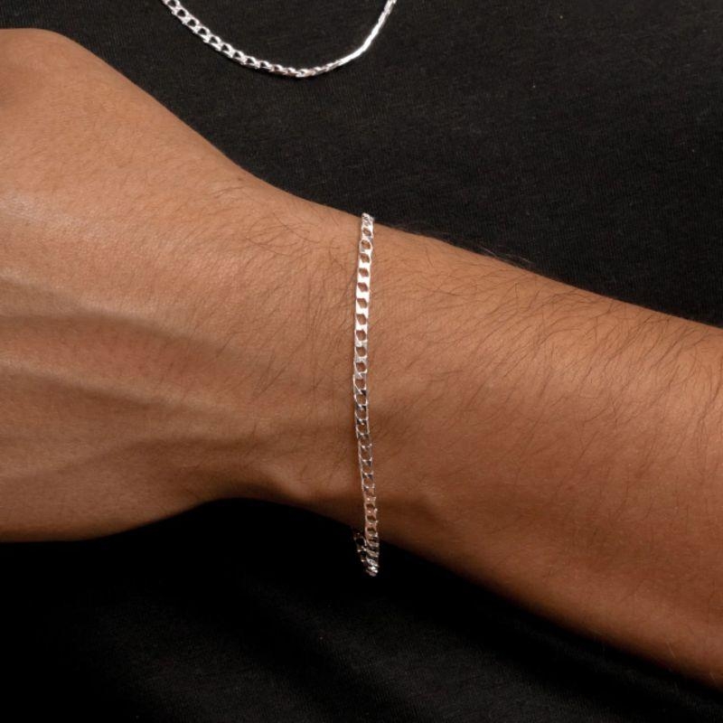 PULSEIRA P925 MASCULINA GRUMET QUADRADA 2,5MM 20CM