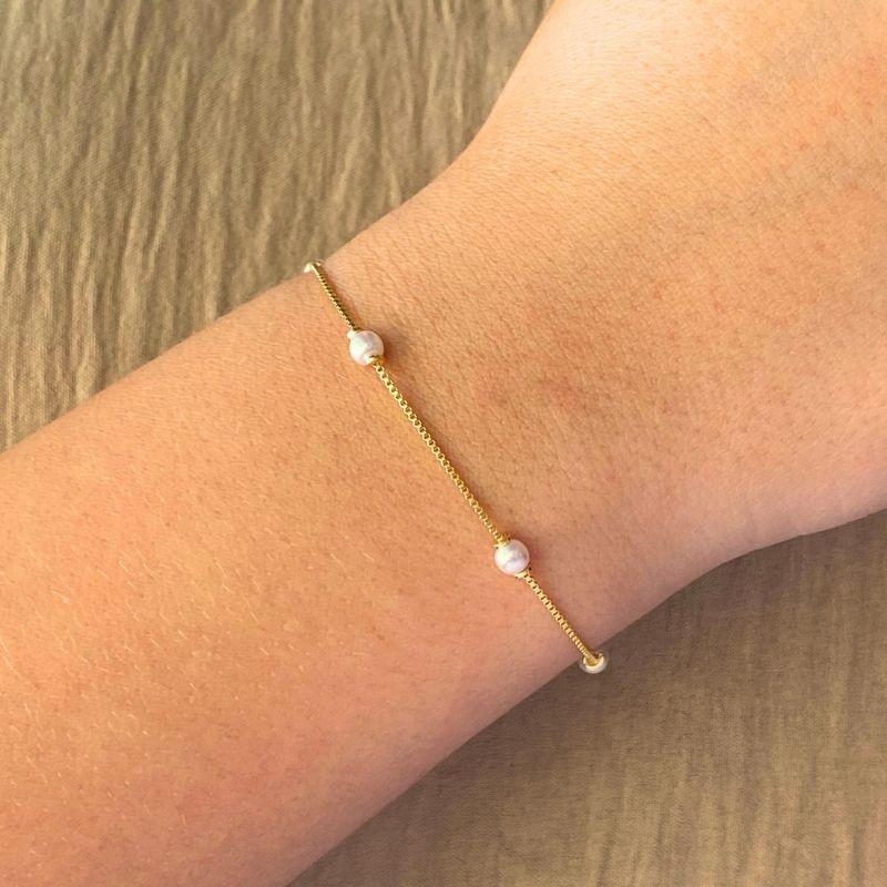 PULSEIRA CORRENTE VENEZIANA COM 5 PEROLAS PEQUENA