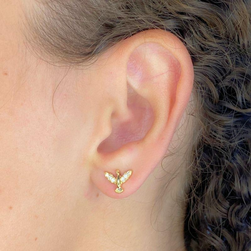 BRINCO PEQUENO DIVINO ESPIRITO SANTO CRAVEJADO 8MM