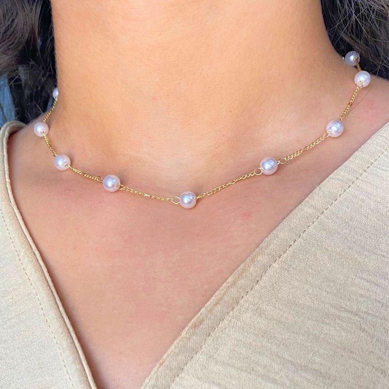 CHOKER ELO COM 9 PEROLAS 5MM