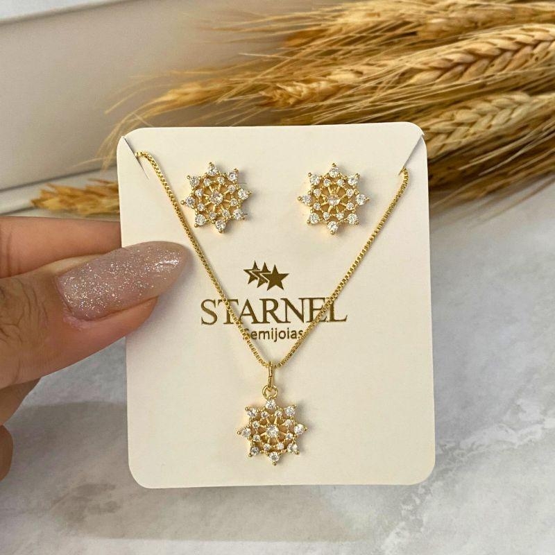 CONJUNTO FLOR CRAVEJADA CRISTAL