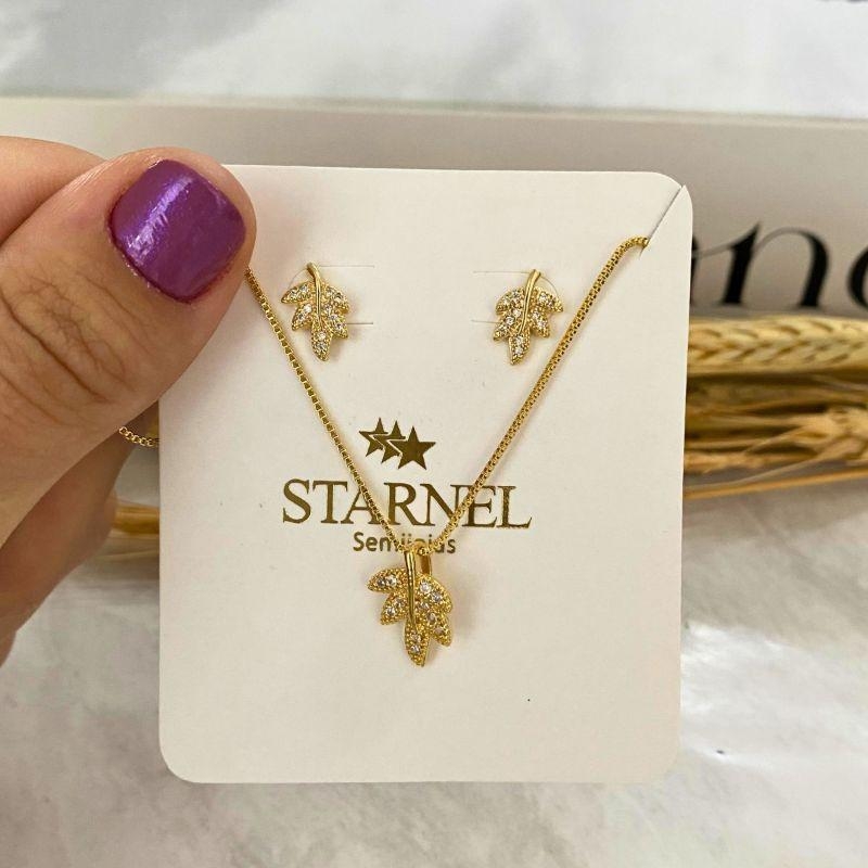 CONJUNTO RAMO DE FOLHA CRAVEJADO