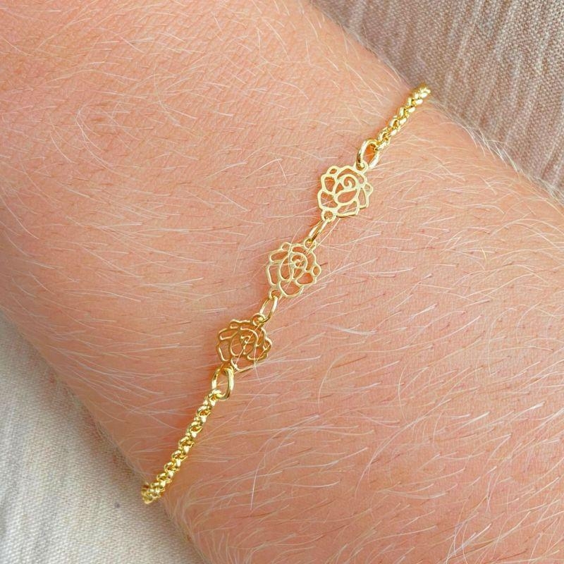 PULSEIRA INFANTIL COM 3 FLOR VAZADA LISA