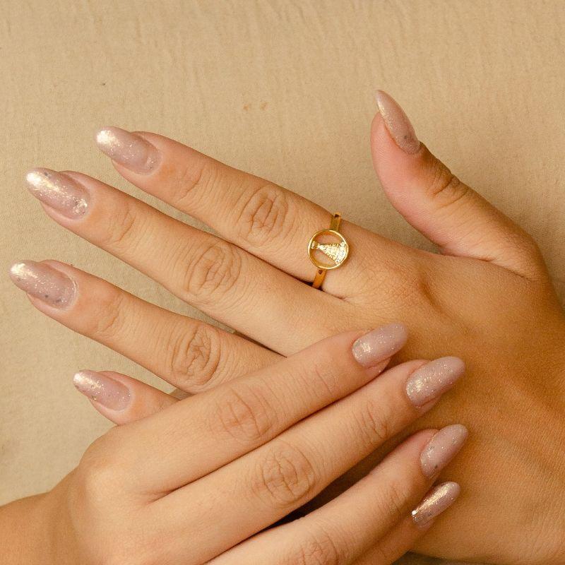ANEL NOSSA SENHORA APARECIDA EM UM CIRCULO COM 5 ZIRCONIA CRISTAL