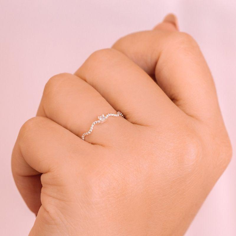 ANEL P925 BOLINHA ONDULADA SOLITARIO ZIRCONIA CRISTAL