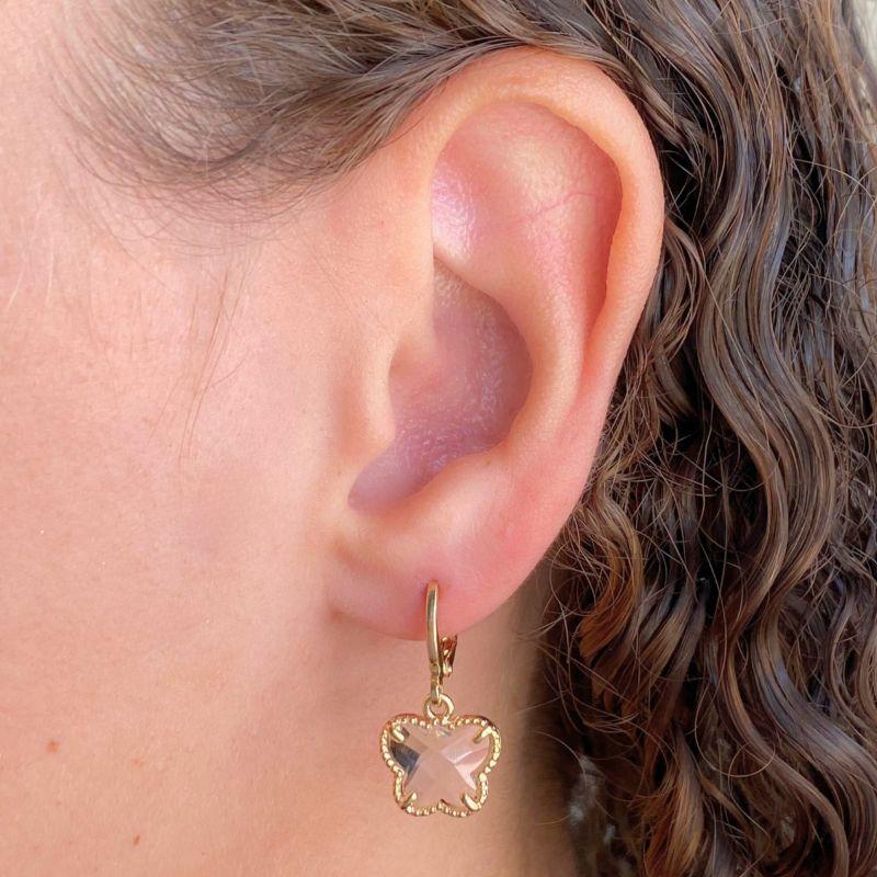 ARGOLA COM PINGENTE BORBOLETA CRISTAL 8X10MM