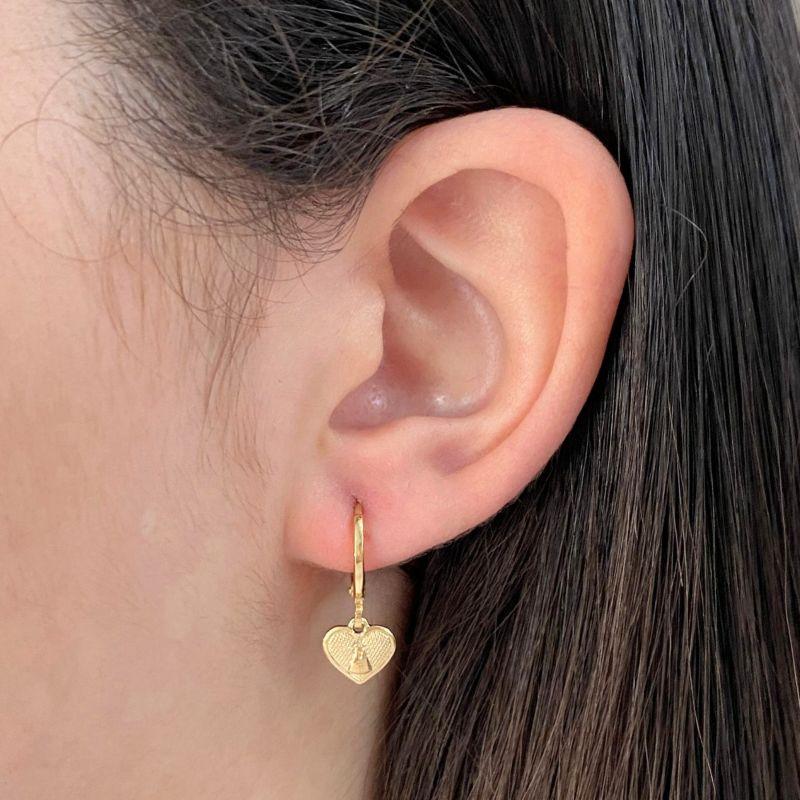 ARGOLA COM PINGENTE CORAÇAO E DENTRO COM NOSSA SENHORA APARECIDA LISA 7MM