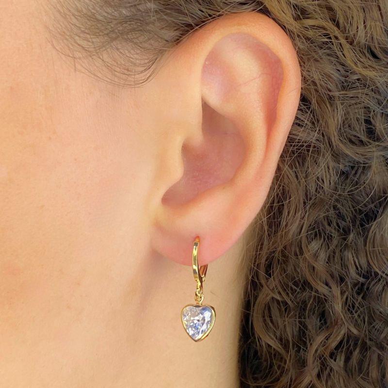 ARGOLA COM PINGENTE CORAÇÃO ZIRCONIA CRISTAL 9X9MM