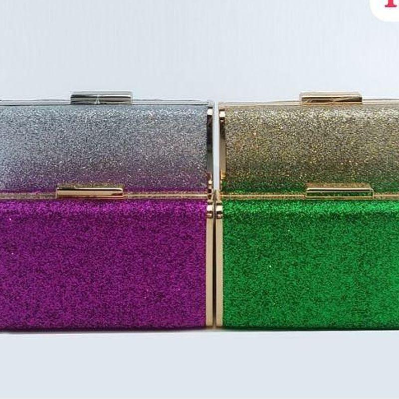 BOLSA CLUTCH RETANGULAR COM BRILHO ABUTUADOR RETANGULAR LISO
