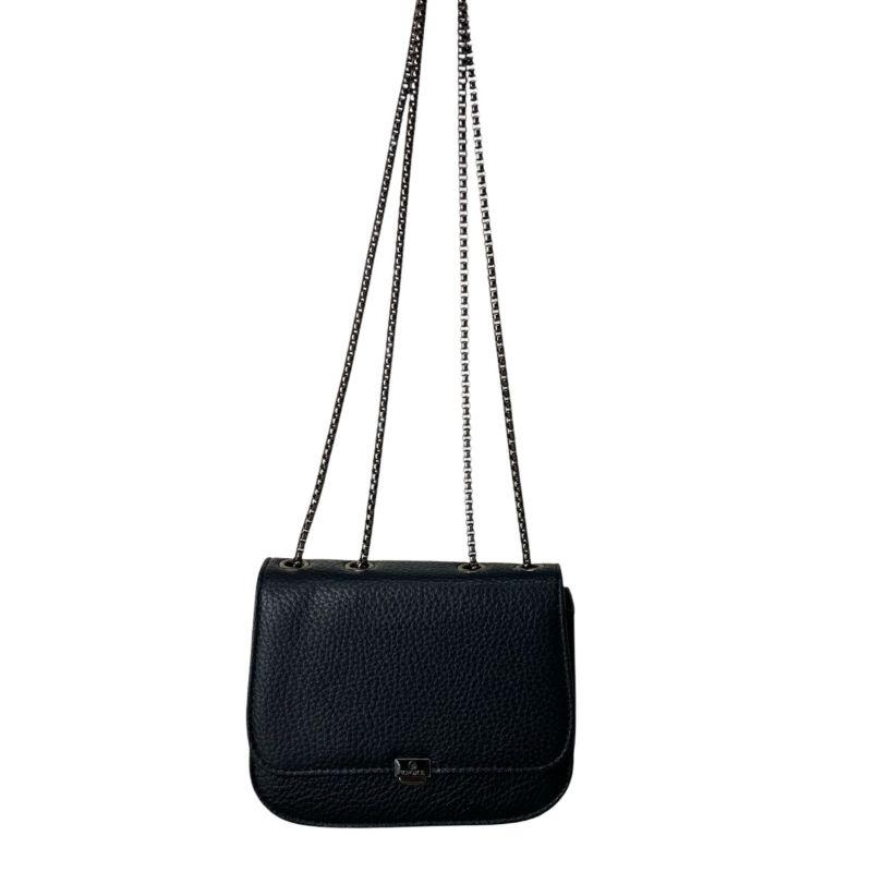 BOLSA PEQUENA TRAPÉZIO LISA ALÇA DE CORRENTE DUPLA ONIX