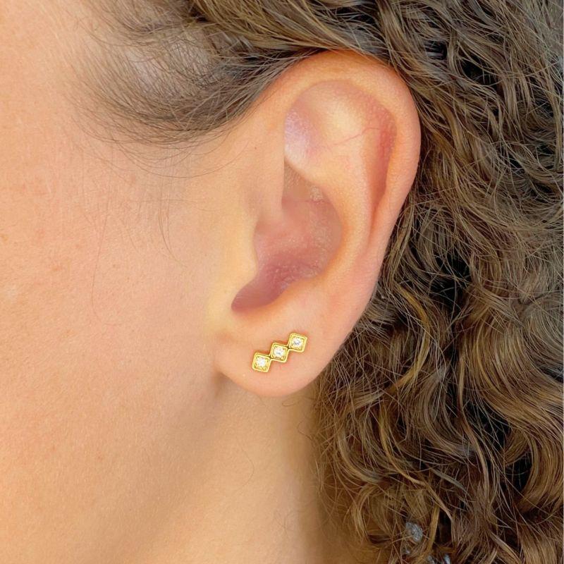 BRINCO EAR CUFF 3 LOSANGO CRAVEJADO