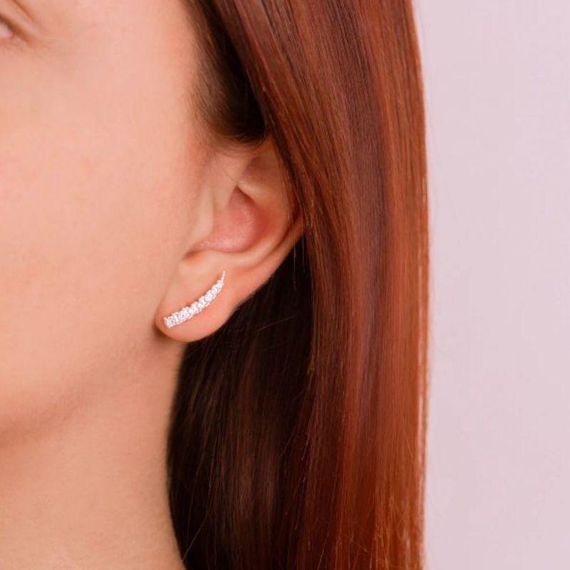 BRINCO MEDIO P925 EARCUFF DETALHE ZIRCONIA WHITE PONTA FINA