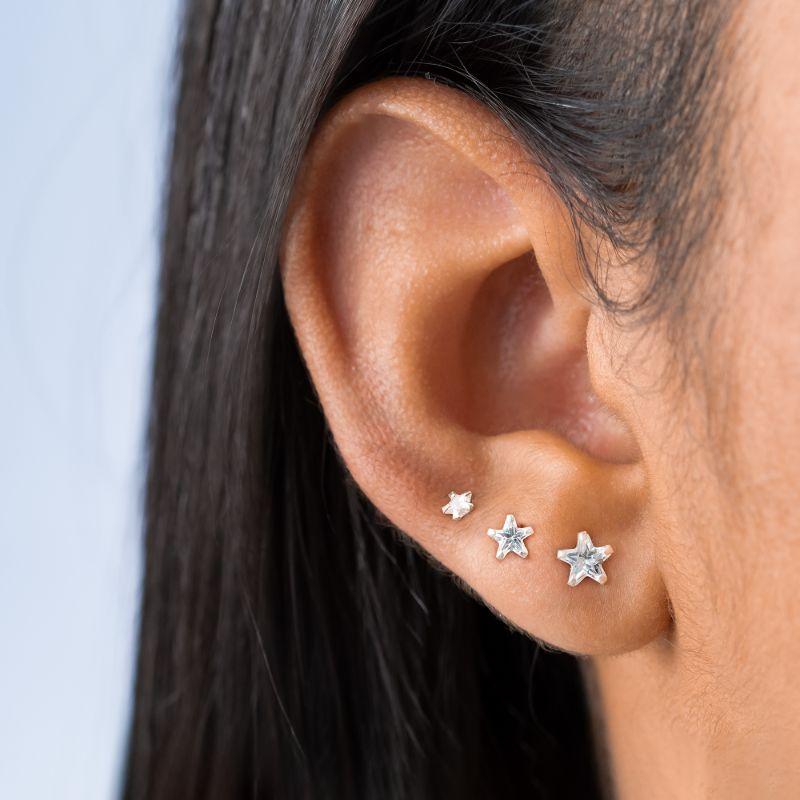 BRINCO P925 TRIO PONTO DE LUZ ESTRELA ZIRCONIA 3MM 4MM 5MM