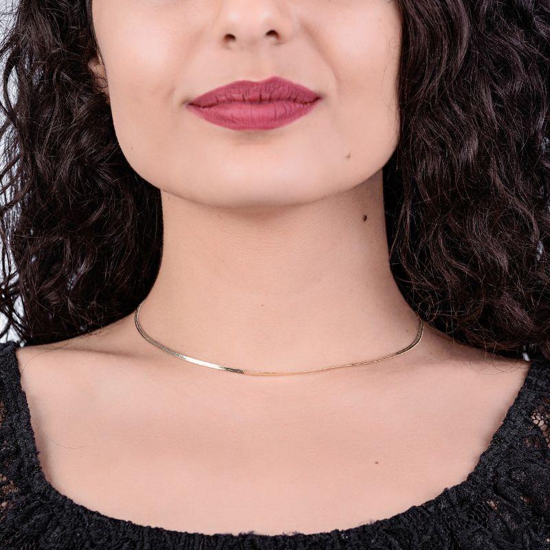 CHOKER FITA LISA FINA 2MM COM 2 LINHAS
