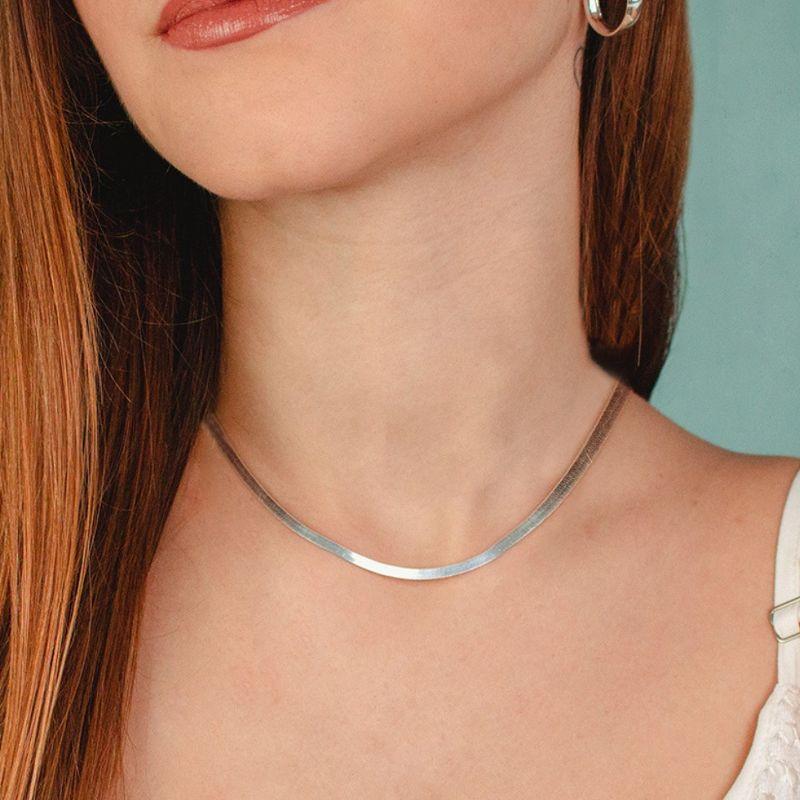 CHOKER P925 FITA LISA ESPINHA DE PEIXE FIO 3MM TAMANHO: 40CM
