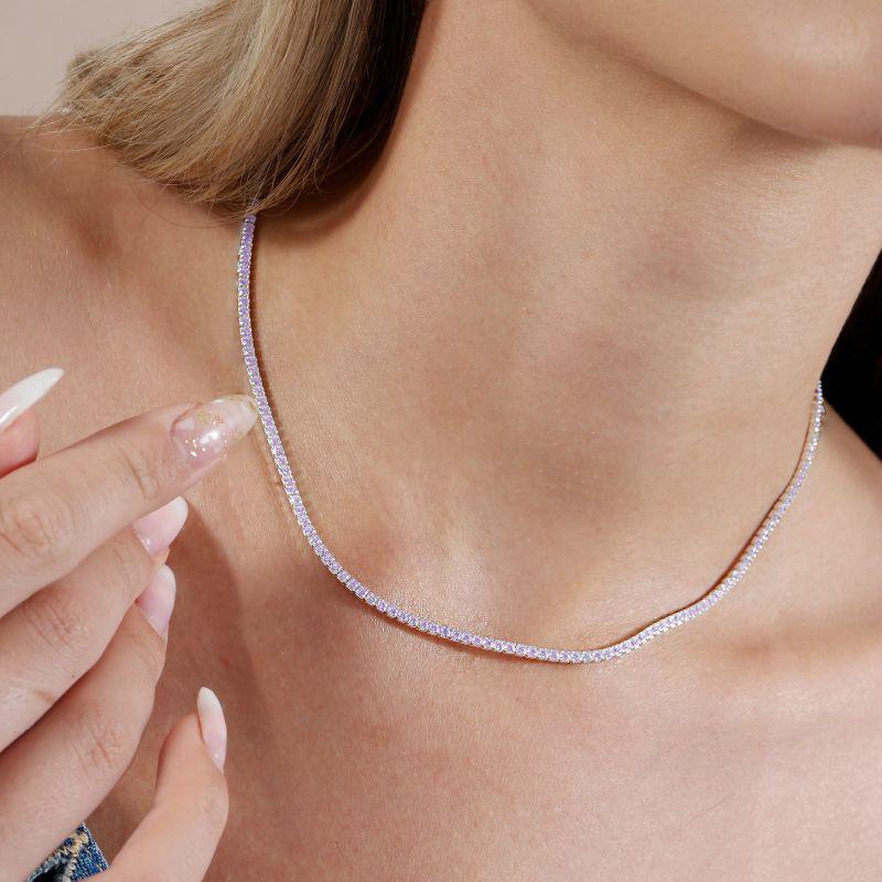 CHOKER P925 RIVIERA ZIRCÔNIA LILÁS 33CM + 10CM EXTENSOR