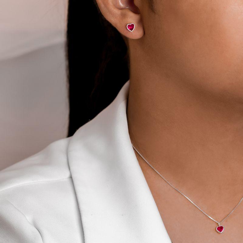 CONJUNTO P925 CORAÇÃO ZIRCÔNIA CEREJA + GARGANTILHA P925 VENEZIANA