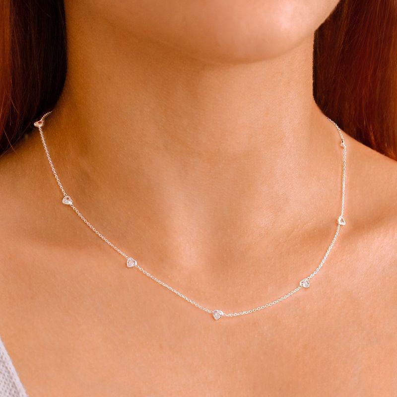 GARGANTILHA P925 CORAÇAO 4MM ZIRCONIA CRISTAL 40CM+EXTENSOR 5CM