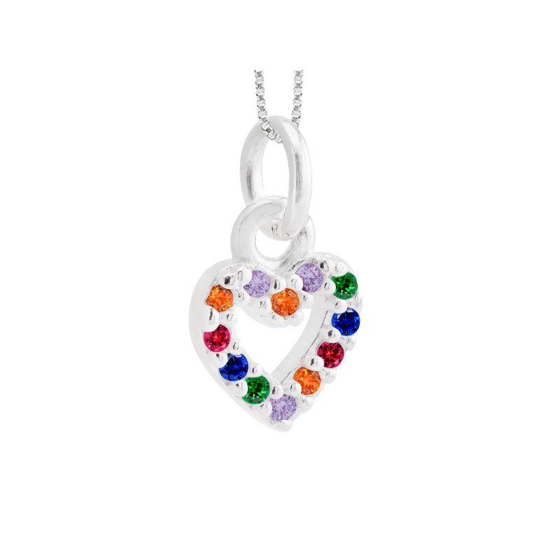 GARGANTILHA P925 VENEZIANA + PINGENTE CORAÇÃO PEQUENO ZIRCÔNIA COLORIDA