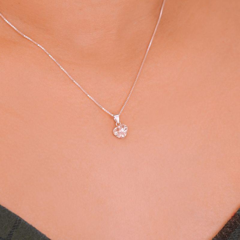 GARGANTILHA P925 VENEZIANA + PINGENTE PONTO DE LUZ CORAÇAO ZIRCONIA CRISTAL