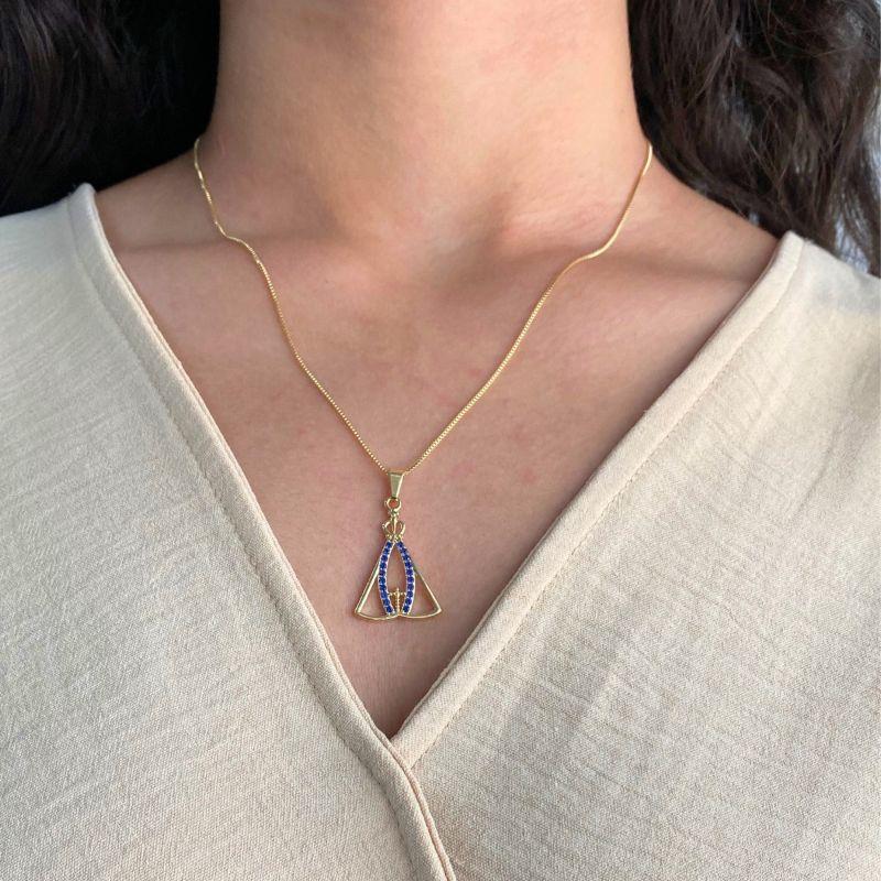 GARGANTILHA VENEZIANA + PINGENTE 18MM NOSSA SENHORA APARECIDA CRAVEJADO
