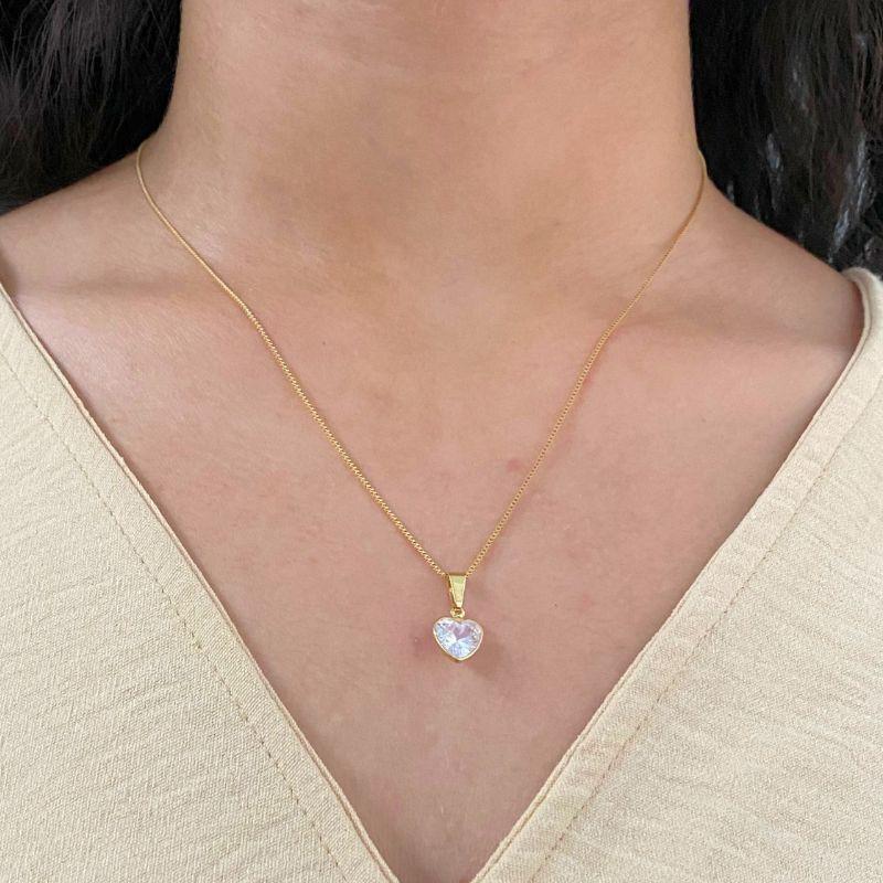GARGANTILHA VENEZIANA + PINGENTE PONTO DE LUZ CORAÇAO ZIRCONIA CRISTAL 8MM