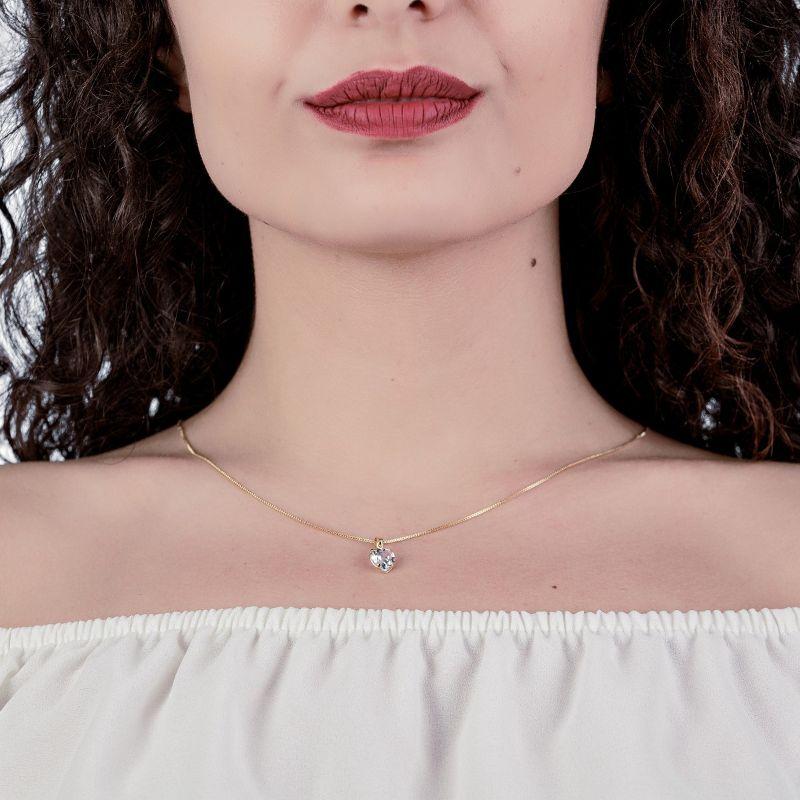 GARGANTILHA VENEZIANA + PINGENTE ZIRCONIA CORAÇAO 8MM