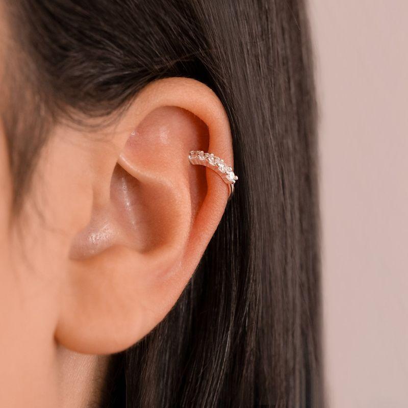 PIERCING P925 ARGOLA PARA TRAGUS E HELICE COM 5 ZIRCONIAS CRISTAL