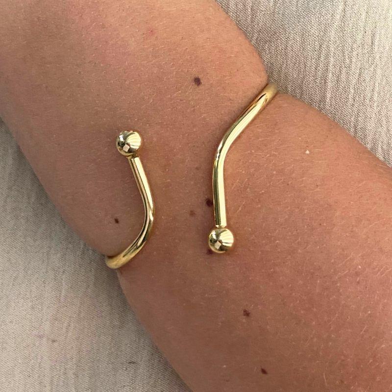 PULSEIRA BRACELETE FIO LISO COM DUAS BOLINHAS LISA NA PONTA